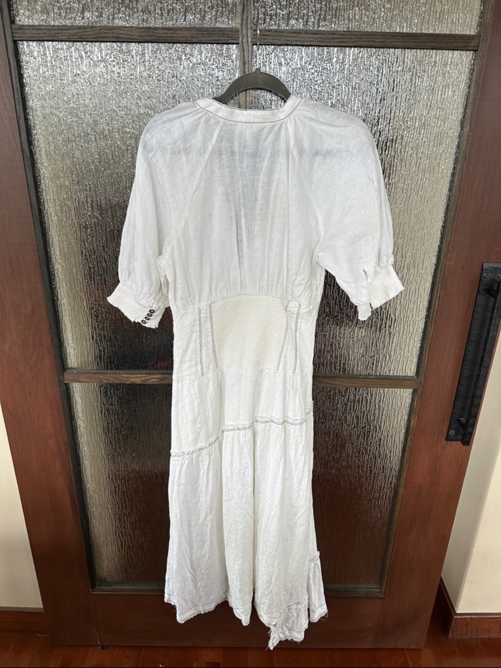 Anthropologie V-Neck Corset Midi Shirt Dress white W/black trim size Medium NWT - Picture 7 of 9